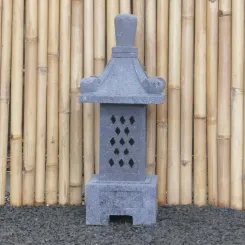 Japanese style Garden Lantern, made from Andesit Stone. Multipart. 75 cm Height, Roof is 30 cm width. 